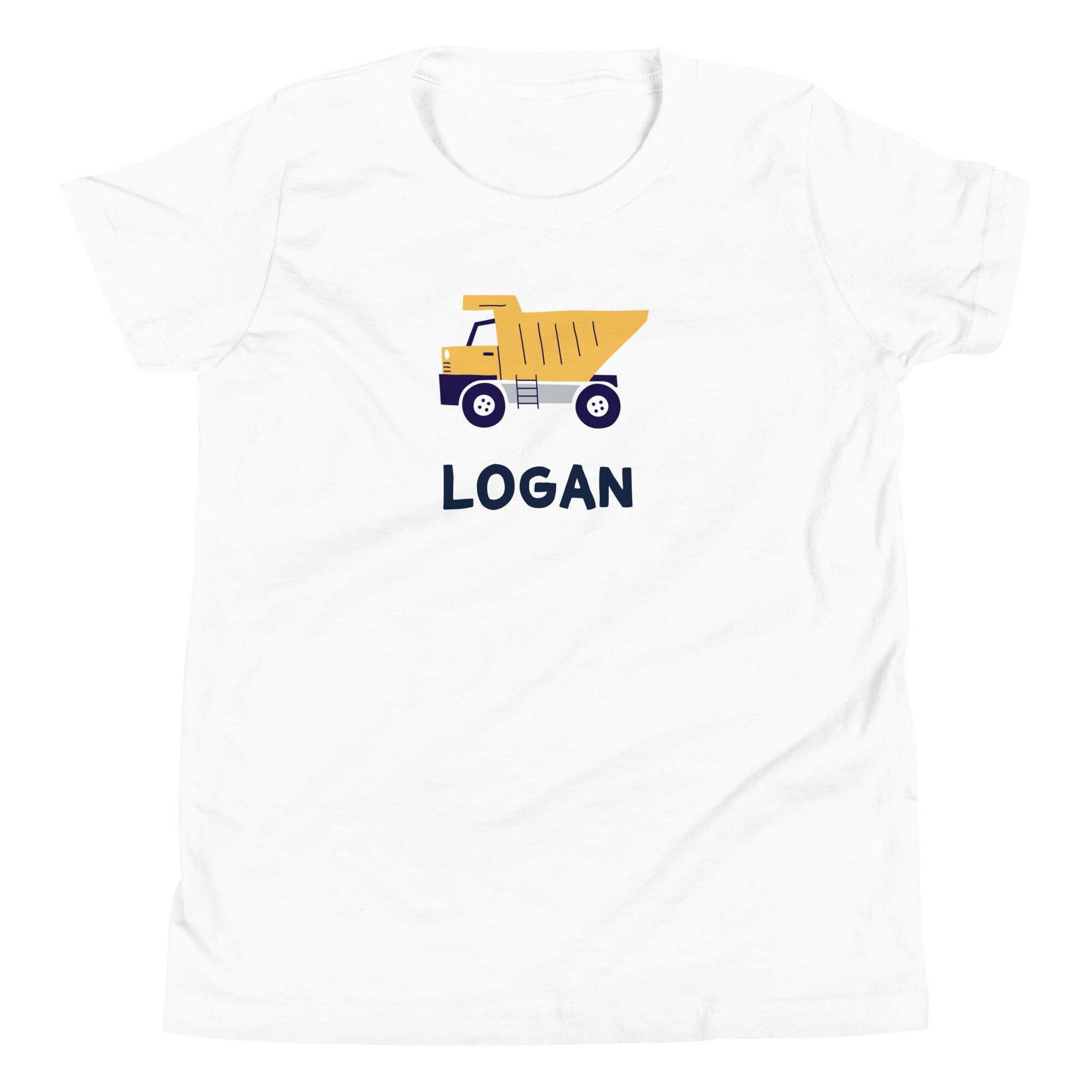 personalized kid's tee with a construction truck