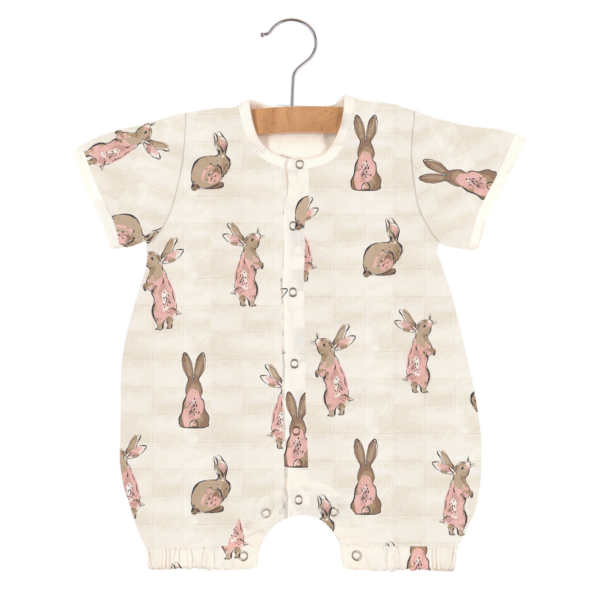 Baby bamboo mini romper with bunnies