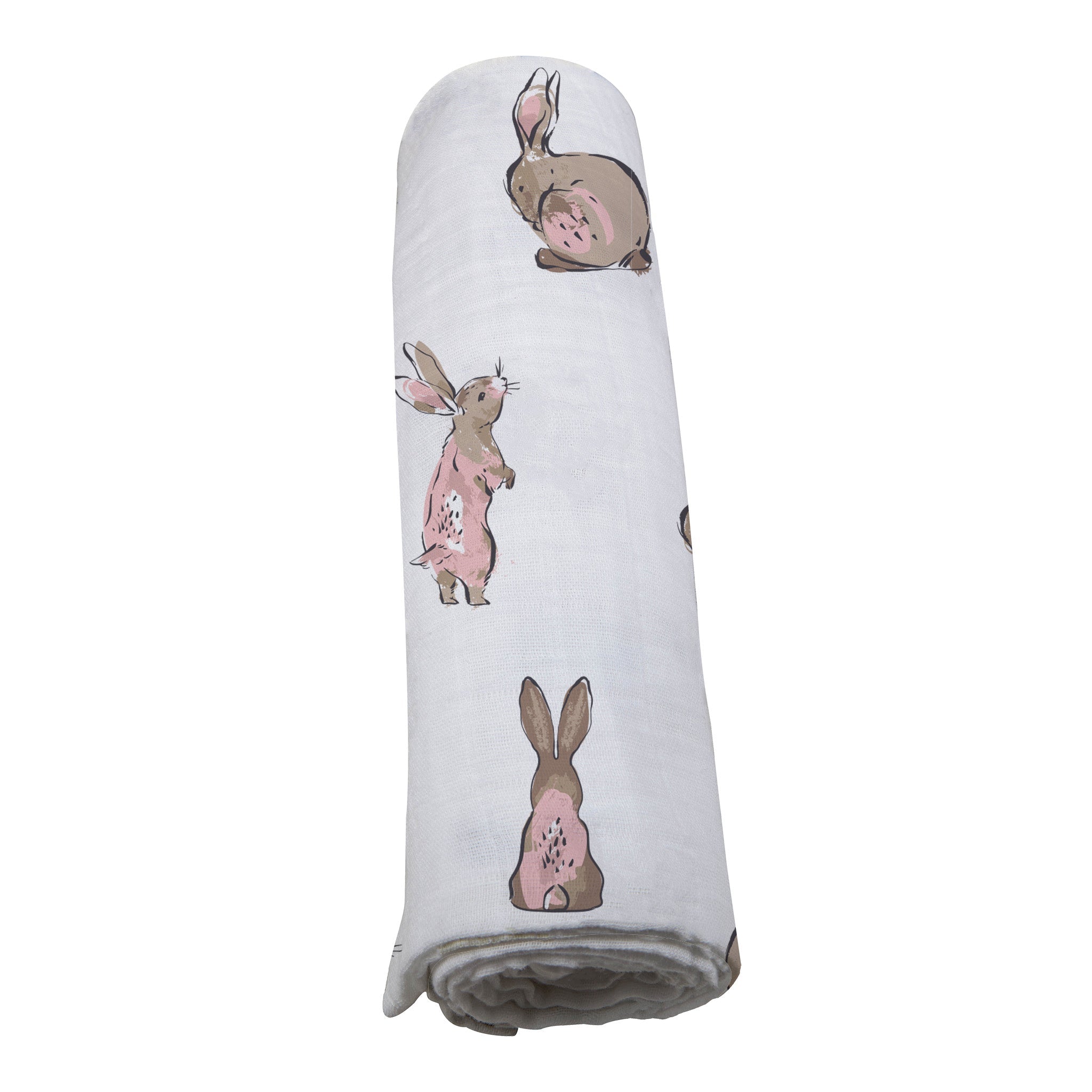 White baby swaddle with easter bunnies