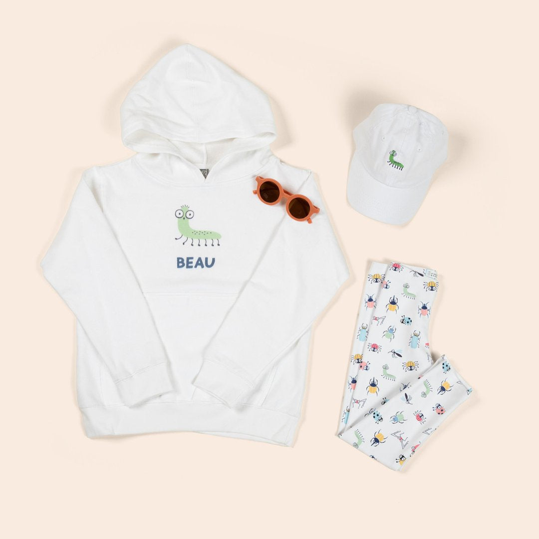 Kids leggings and personalized hoodie with bugs