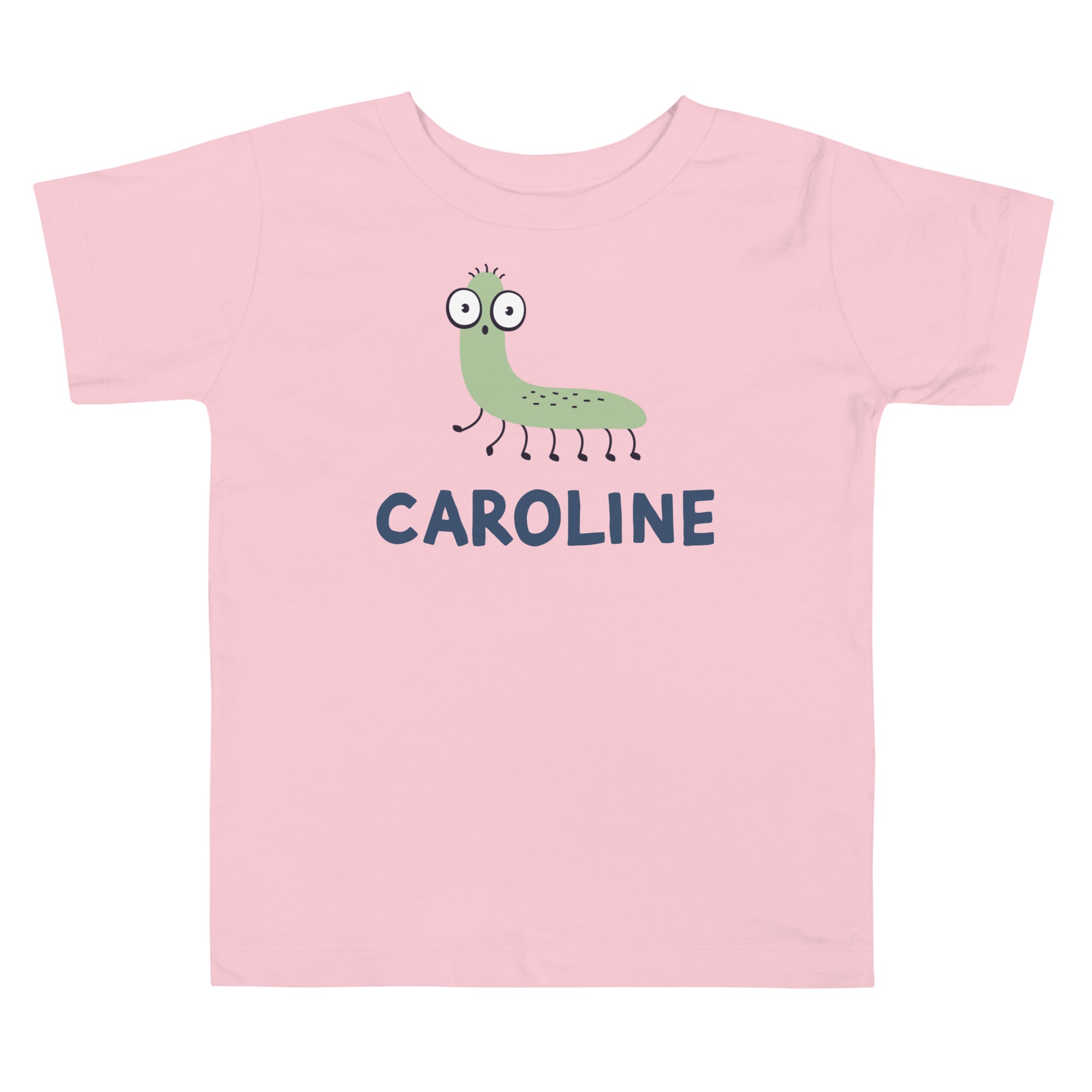 pink kids tee with a cute bug design personalized