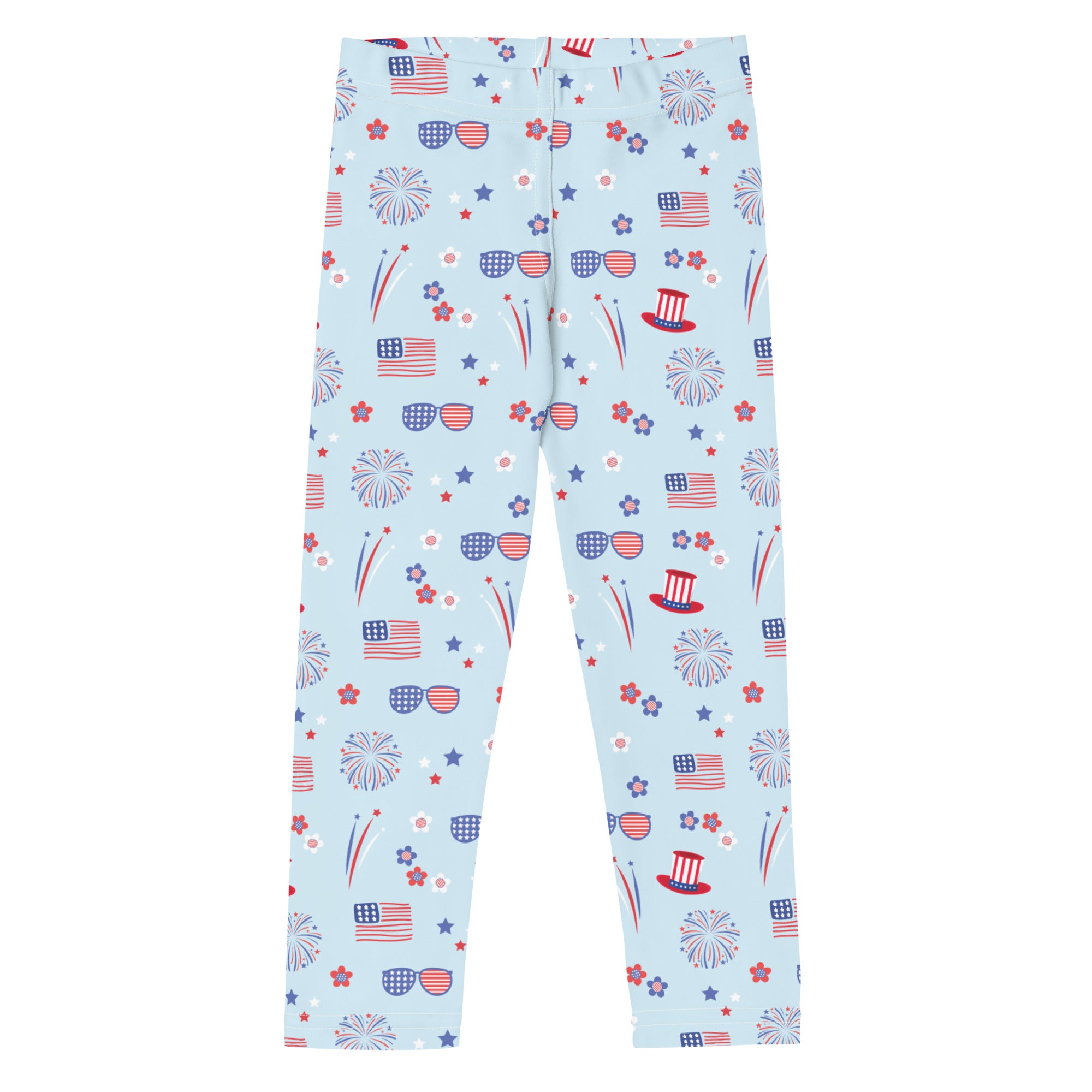 US holiday celebration kids leggings blue red and white