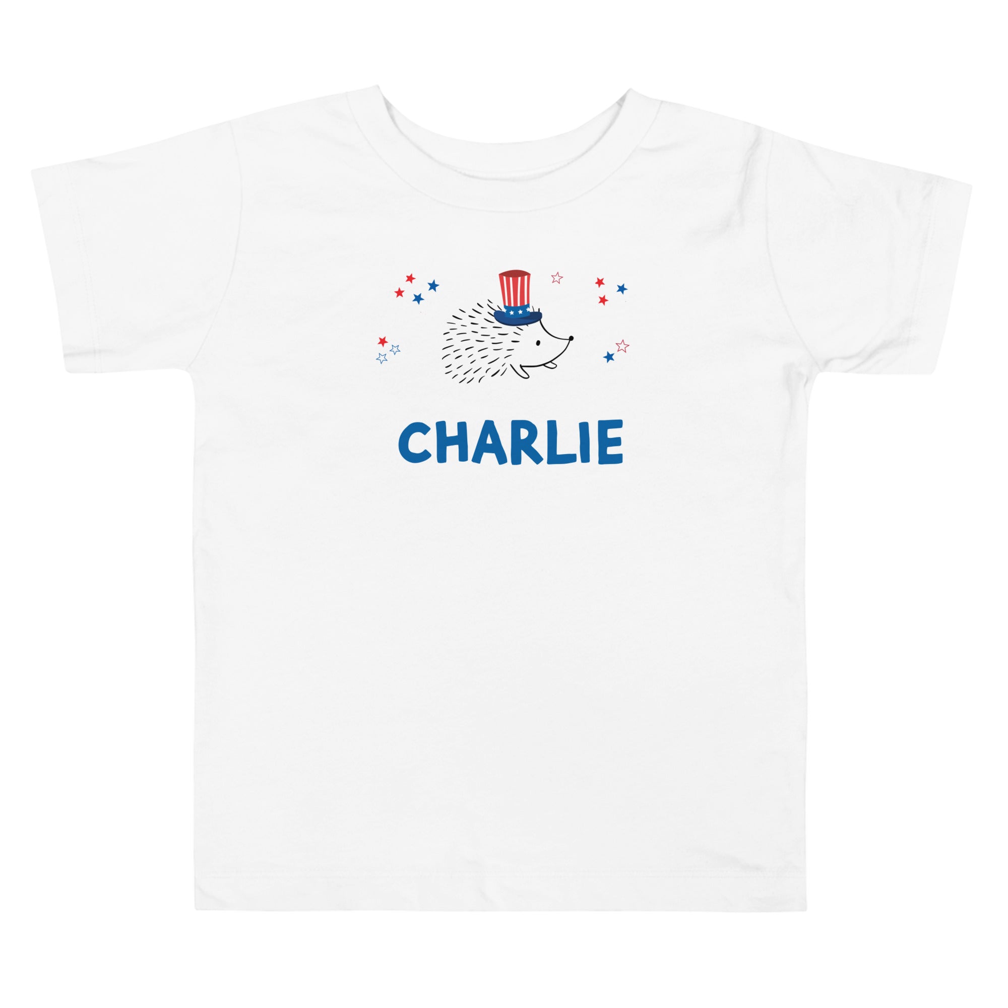 Personalized toddler's shirt with a cute patriotic design for any us holiday celebration