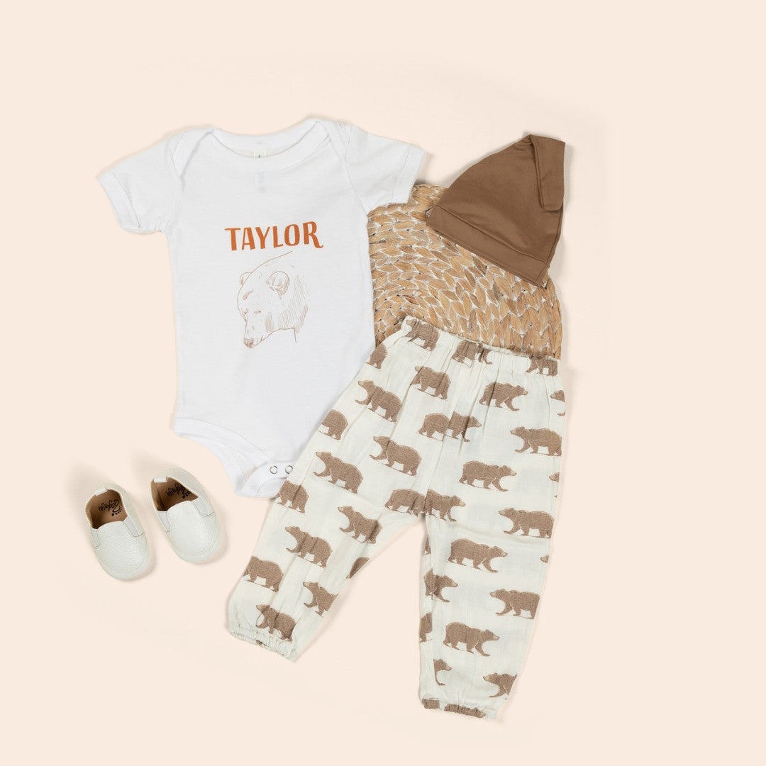 baby onesie and pants matching set with bears