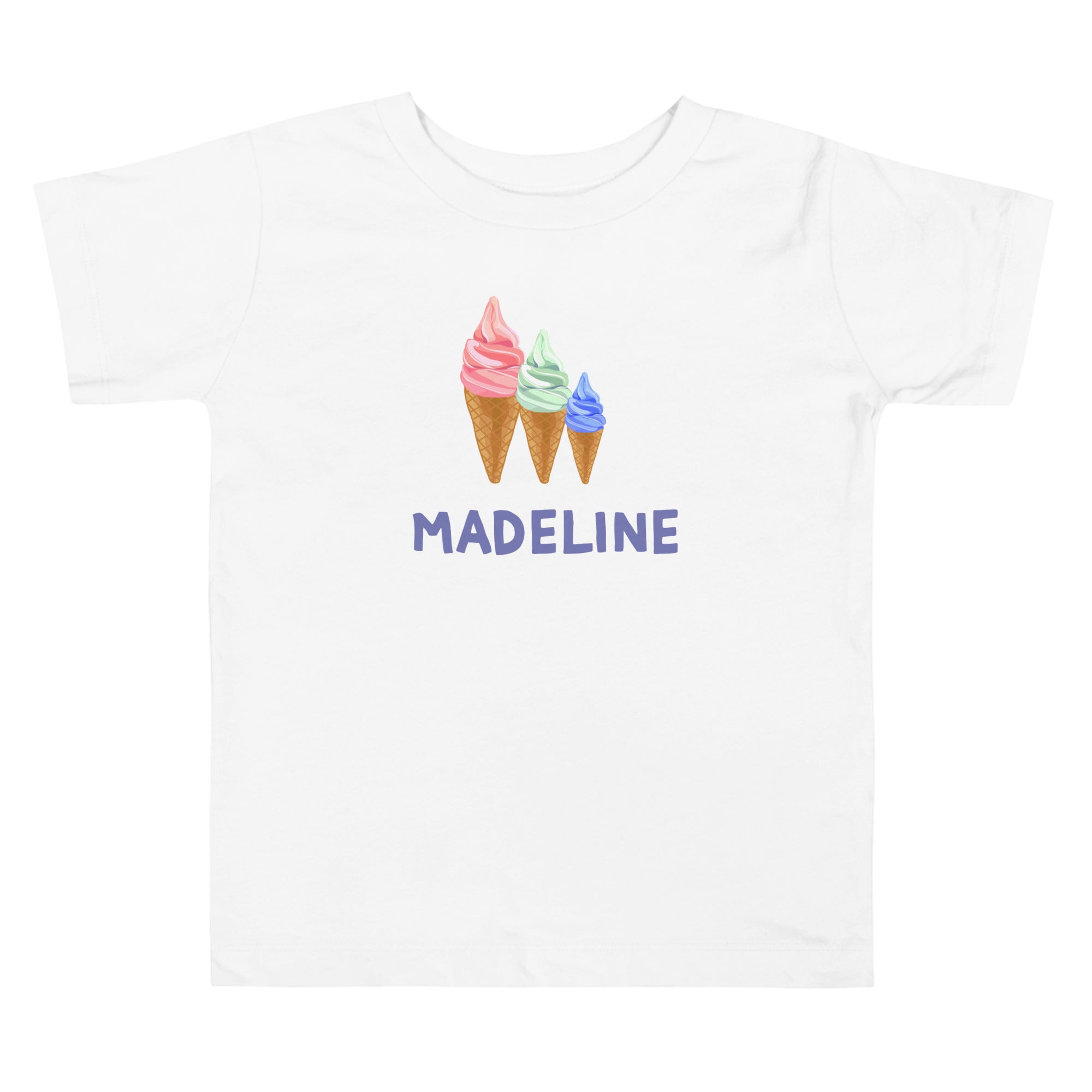 white personalized kids tee with ice cream cones