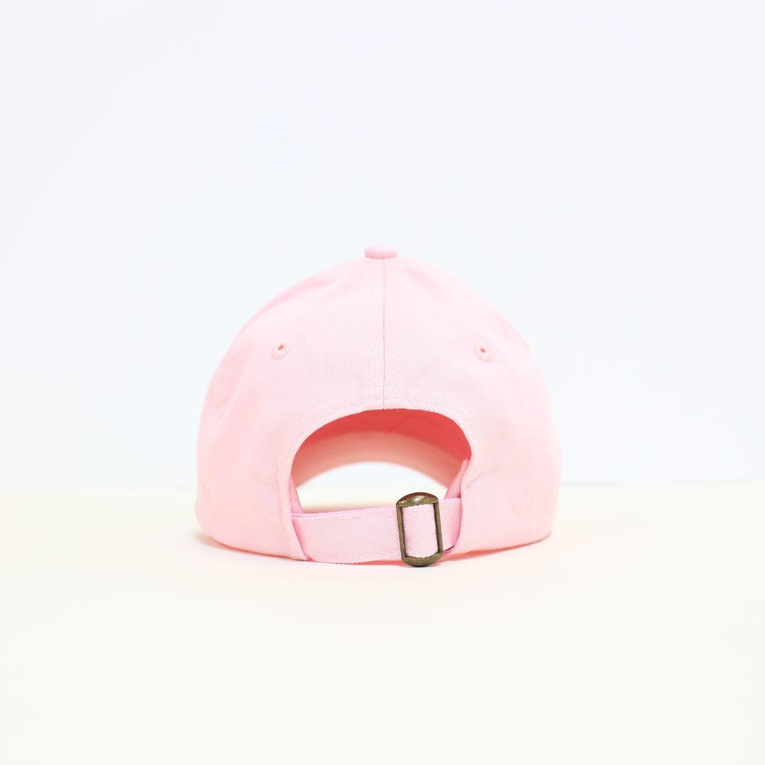 personalized kids hat in light pink back side view