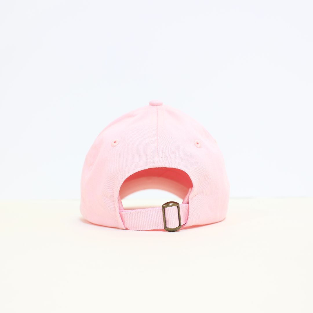 personalized kids hat in light pink back side view