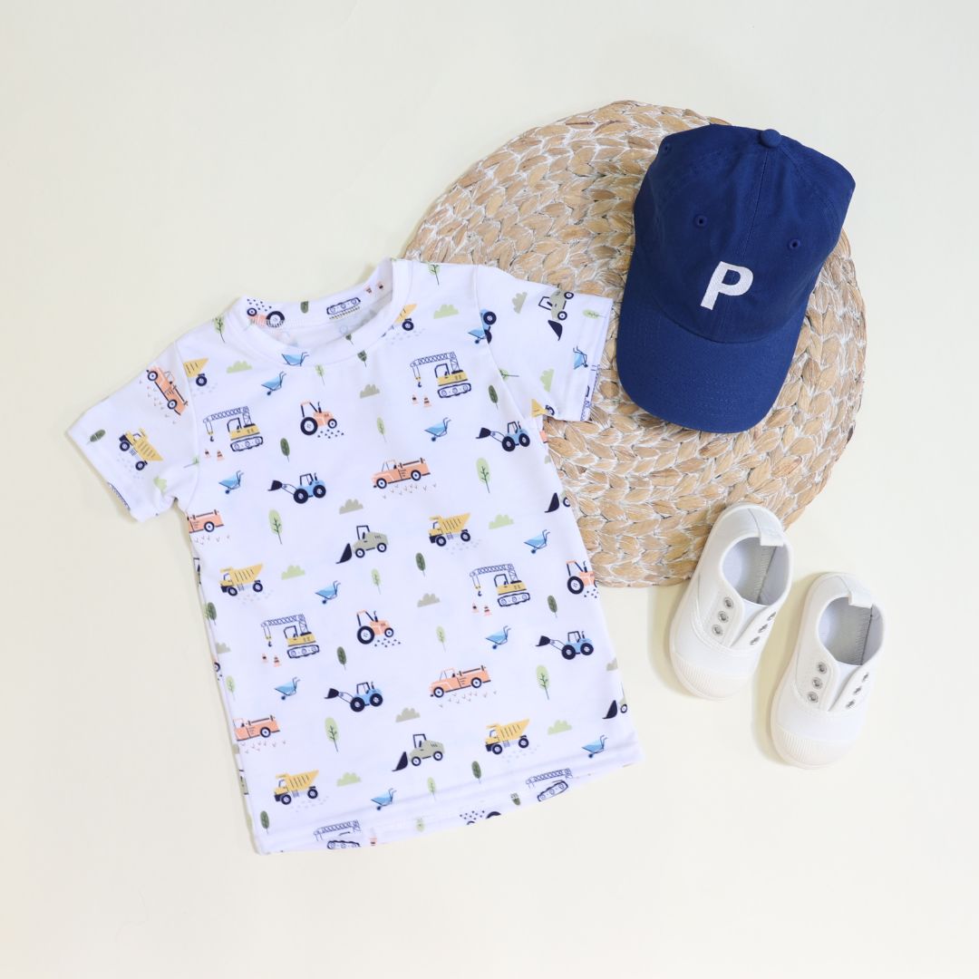 Personalized kids hat blue with an initial