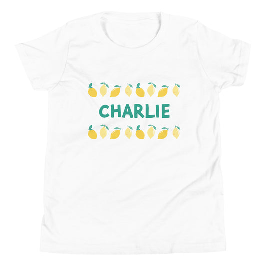 Personalized kid's tee with a lemon design