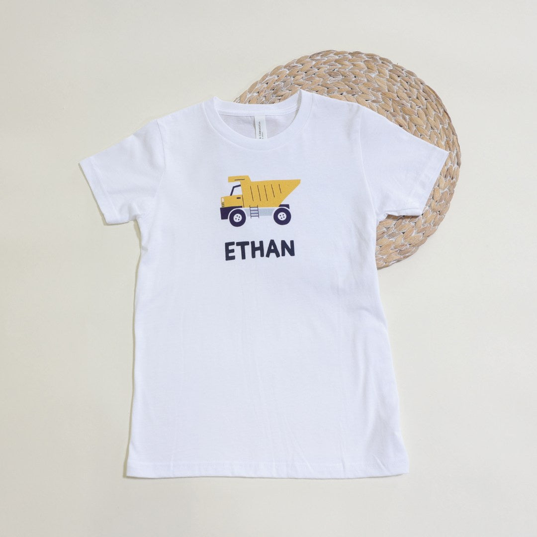 personalized kids shirt with a truck