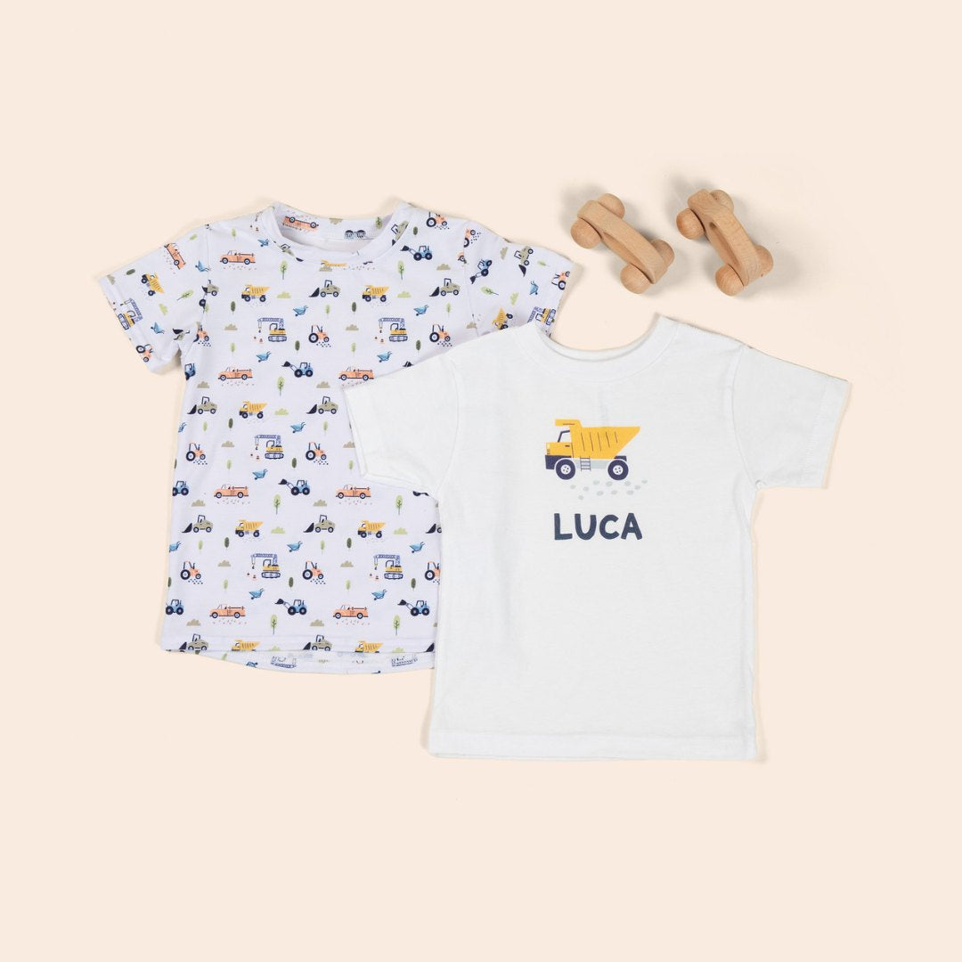 Kids shirts with cute construction design