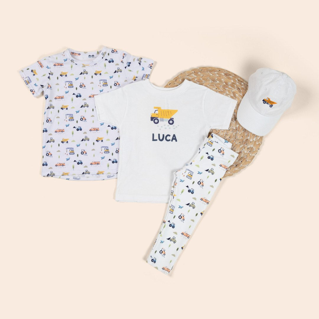 toddler shirts and leggings with trucks