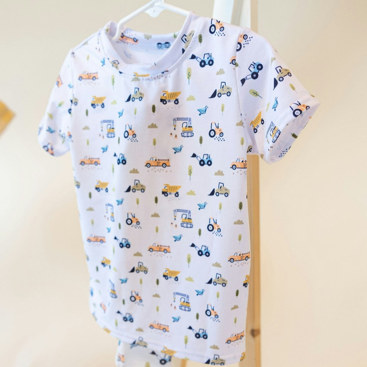 cute kids tee with trucks and construction vehicles