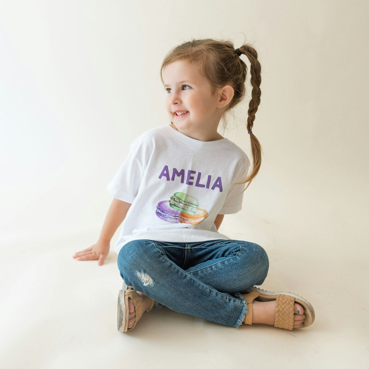 personalized kids shirt with french macarons