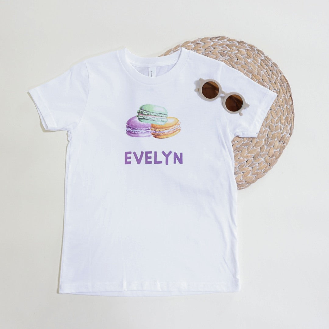 Personalized kids shirt with cute french macaron design