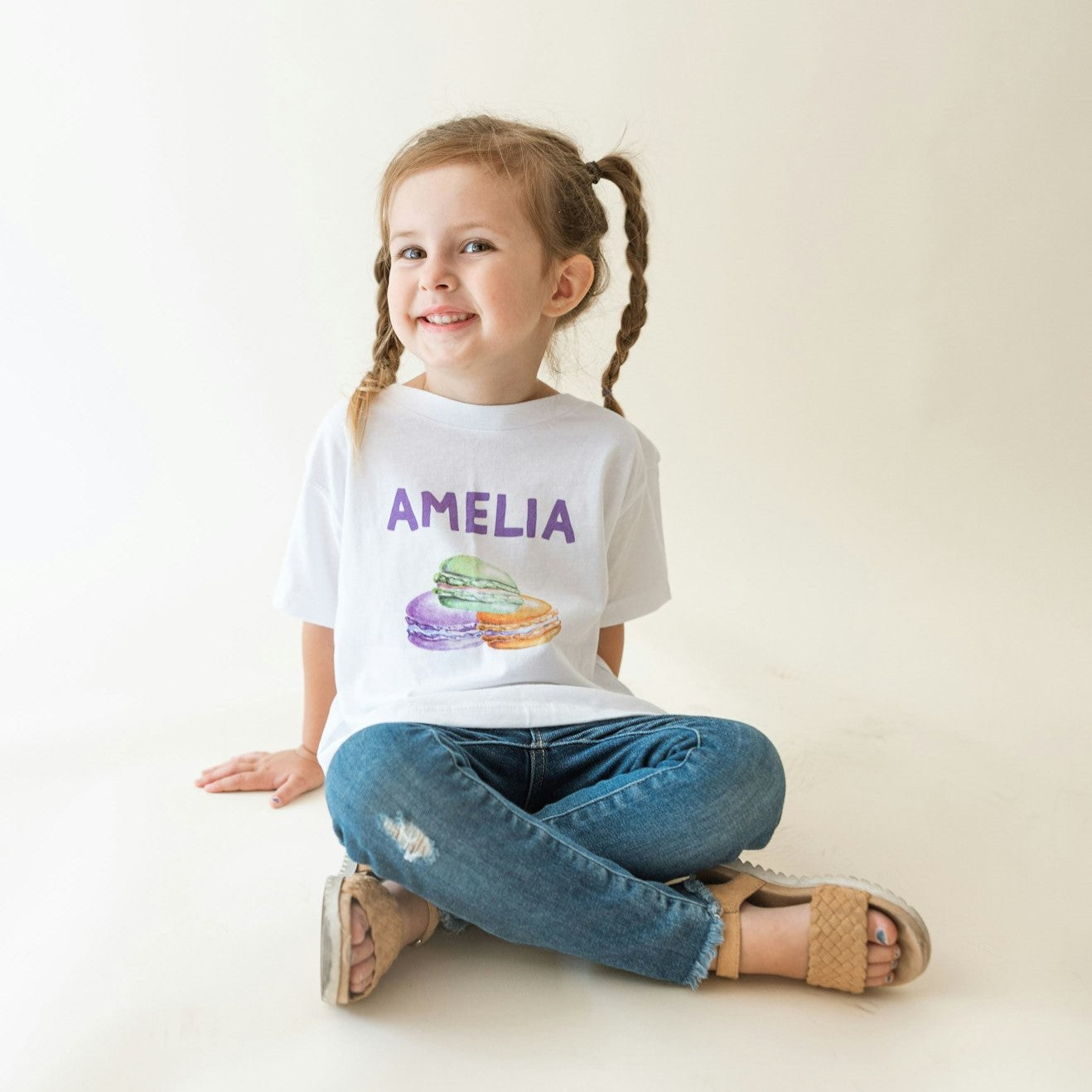 Personalized girls shirt with cute macarons