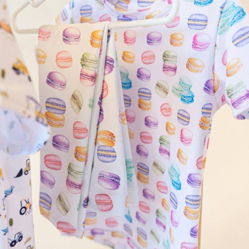 cute set of french pastry macaron design