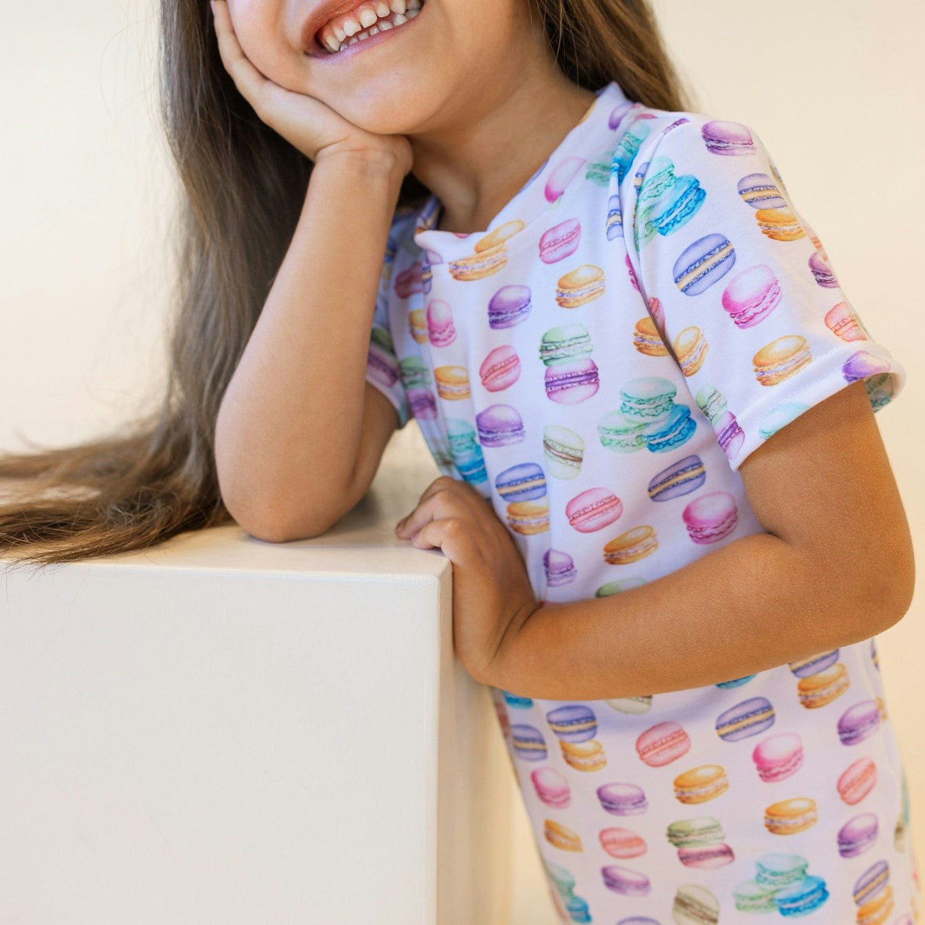 cute kids shirt with colorful macaron design