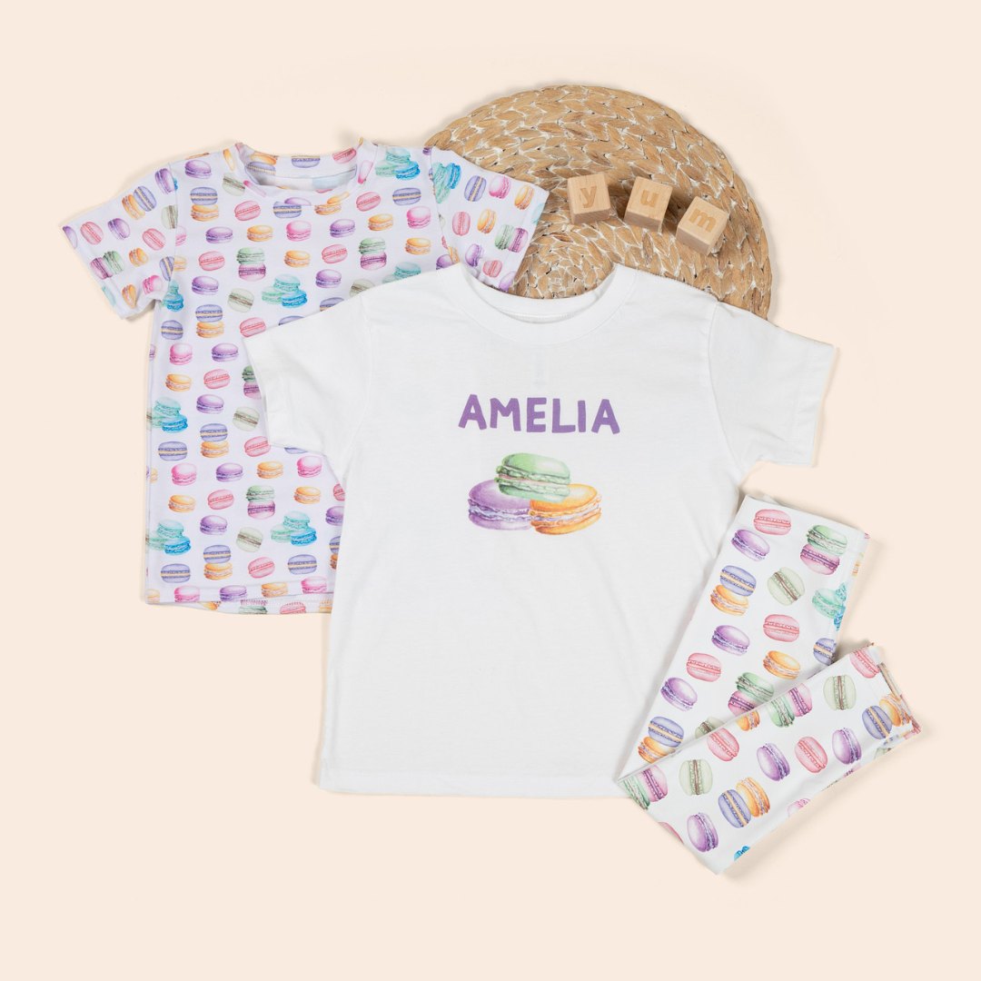 kids shirts with macaron design and matching leggings