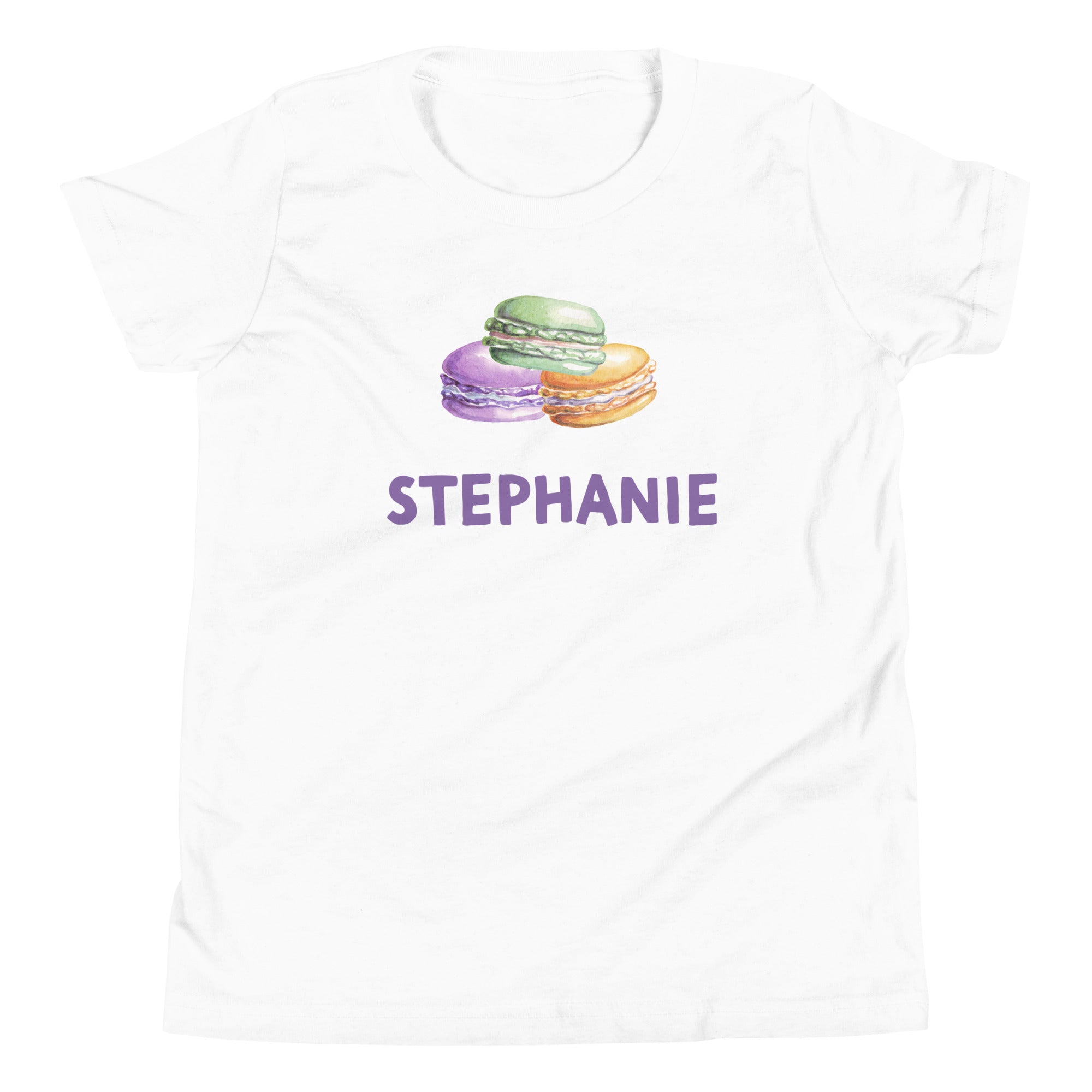 Kid's personalized tee with watercolor macarons