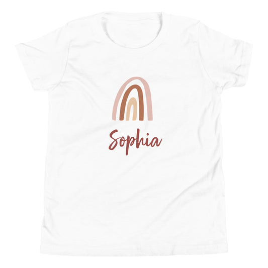 Personalized kid's tee with a cute rainbow design