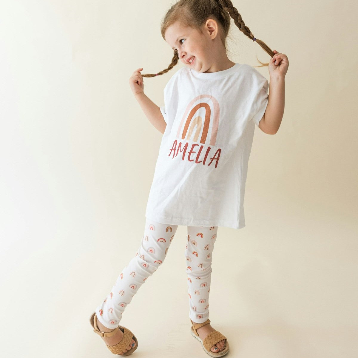 Kids leggings with cute rainbow design