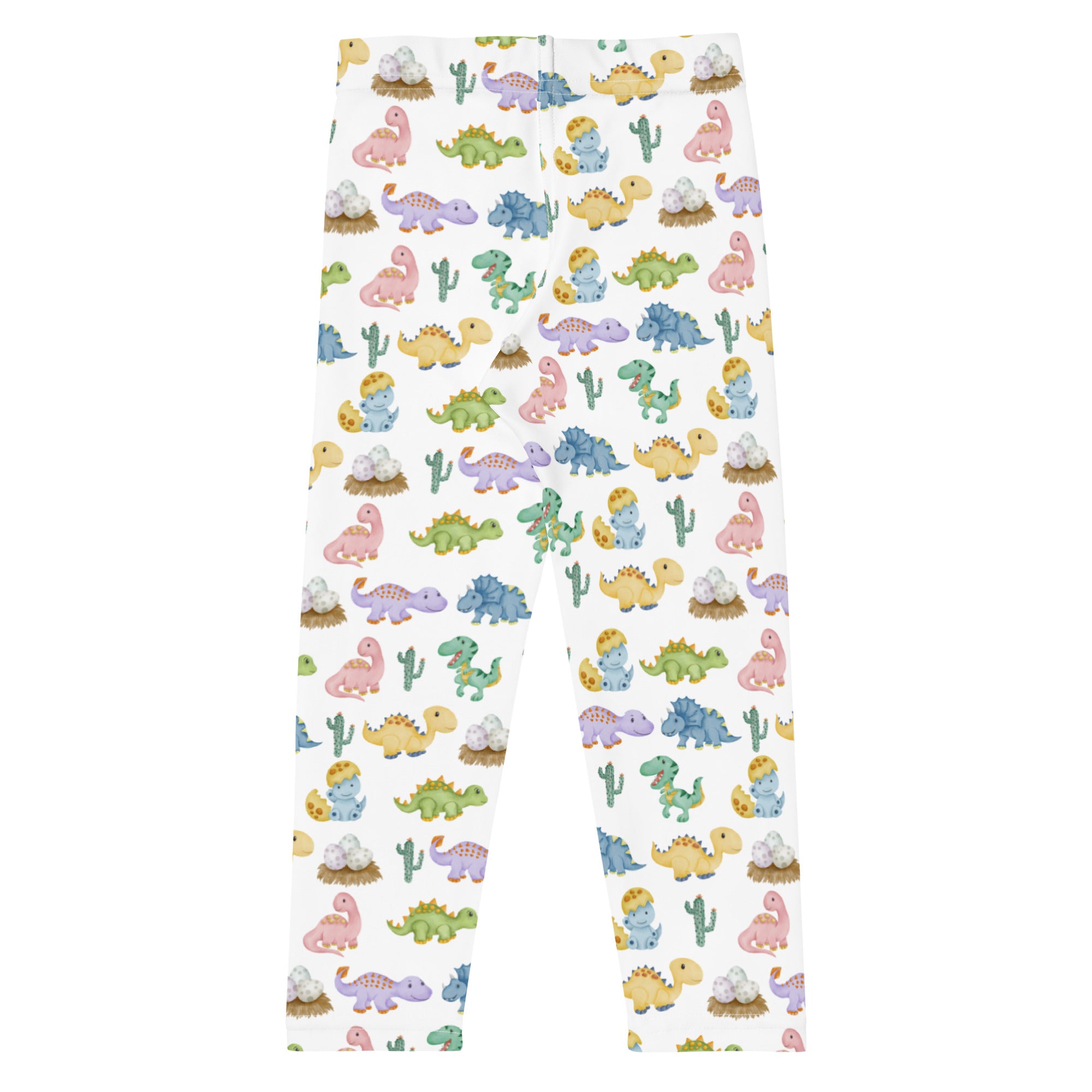 Kids white leggings with dino print