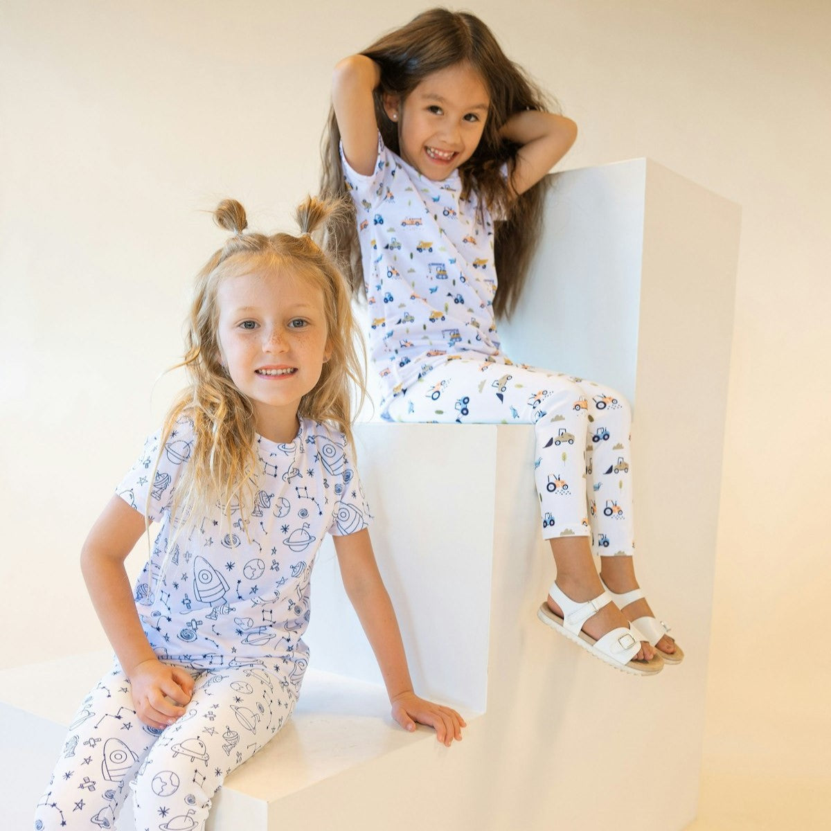 girls and boys shirt with rockets and space