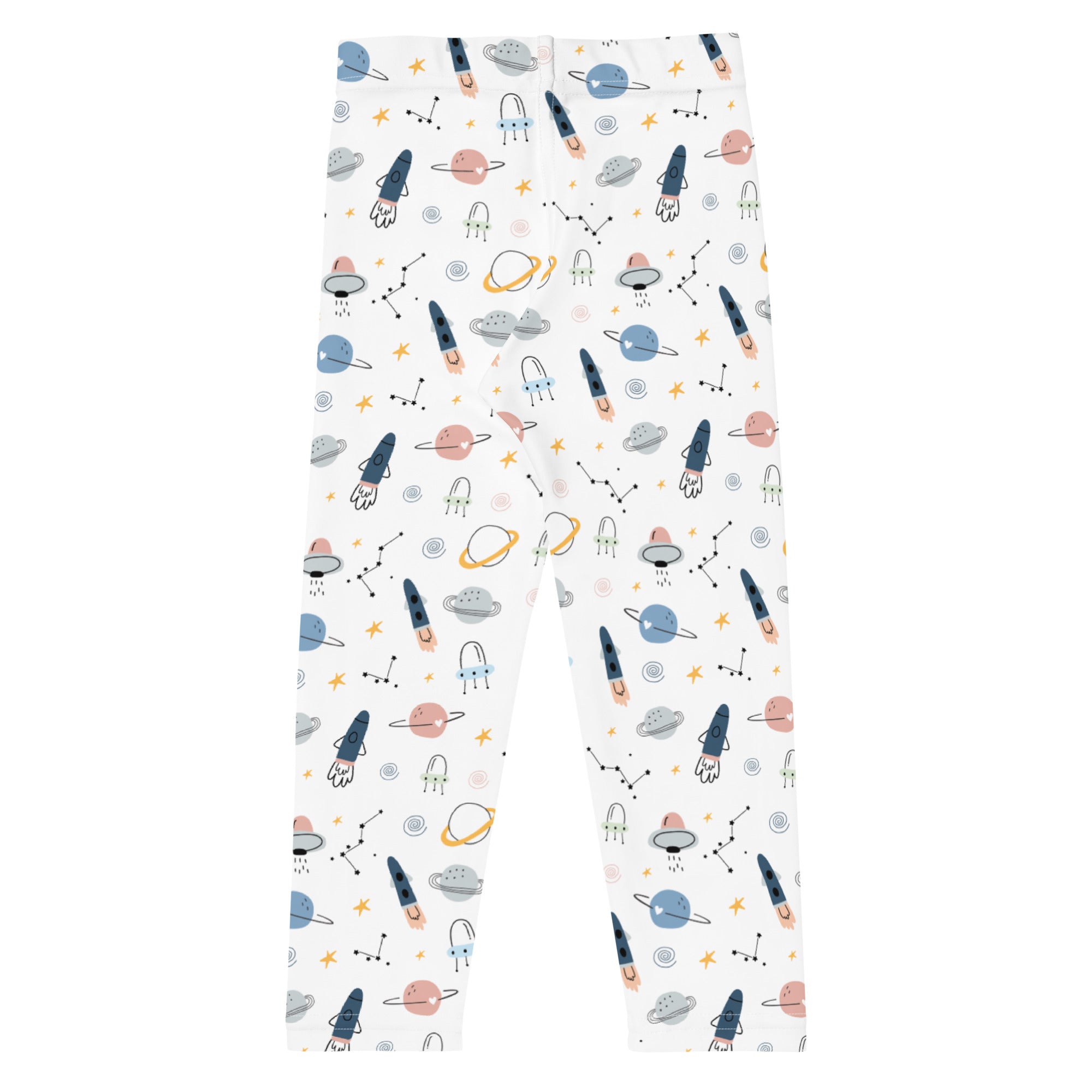 Kids leggings with rocket and space theme