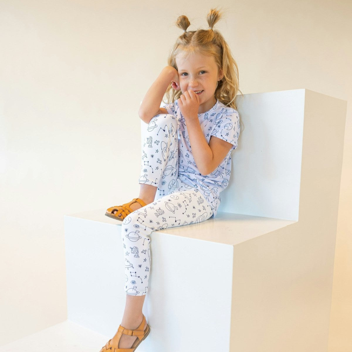 cute set for girls and boys with space and rockets design