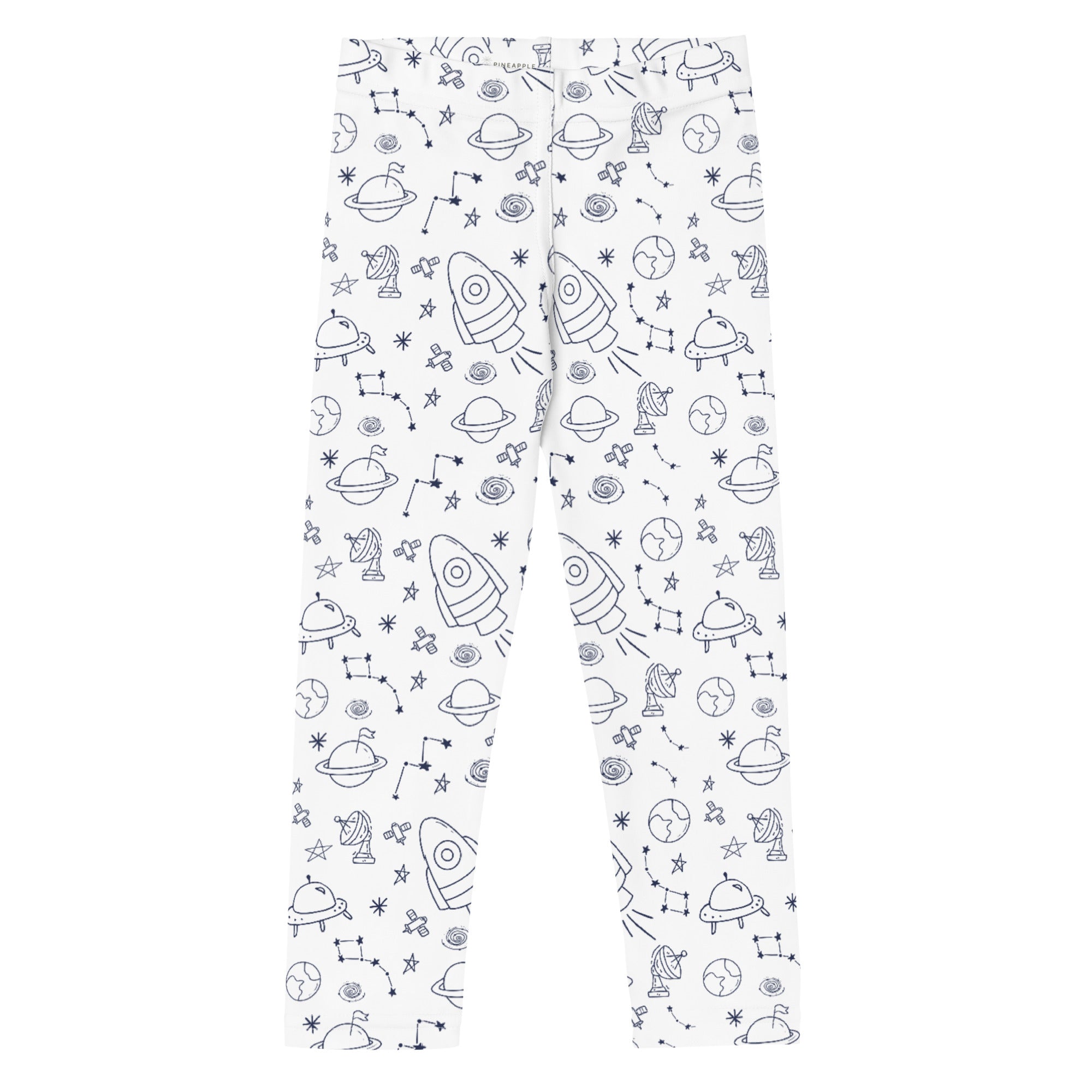 Blue and white leggings with space design