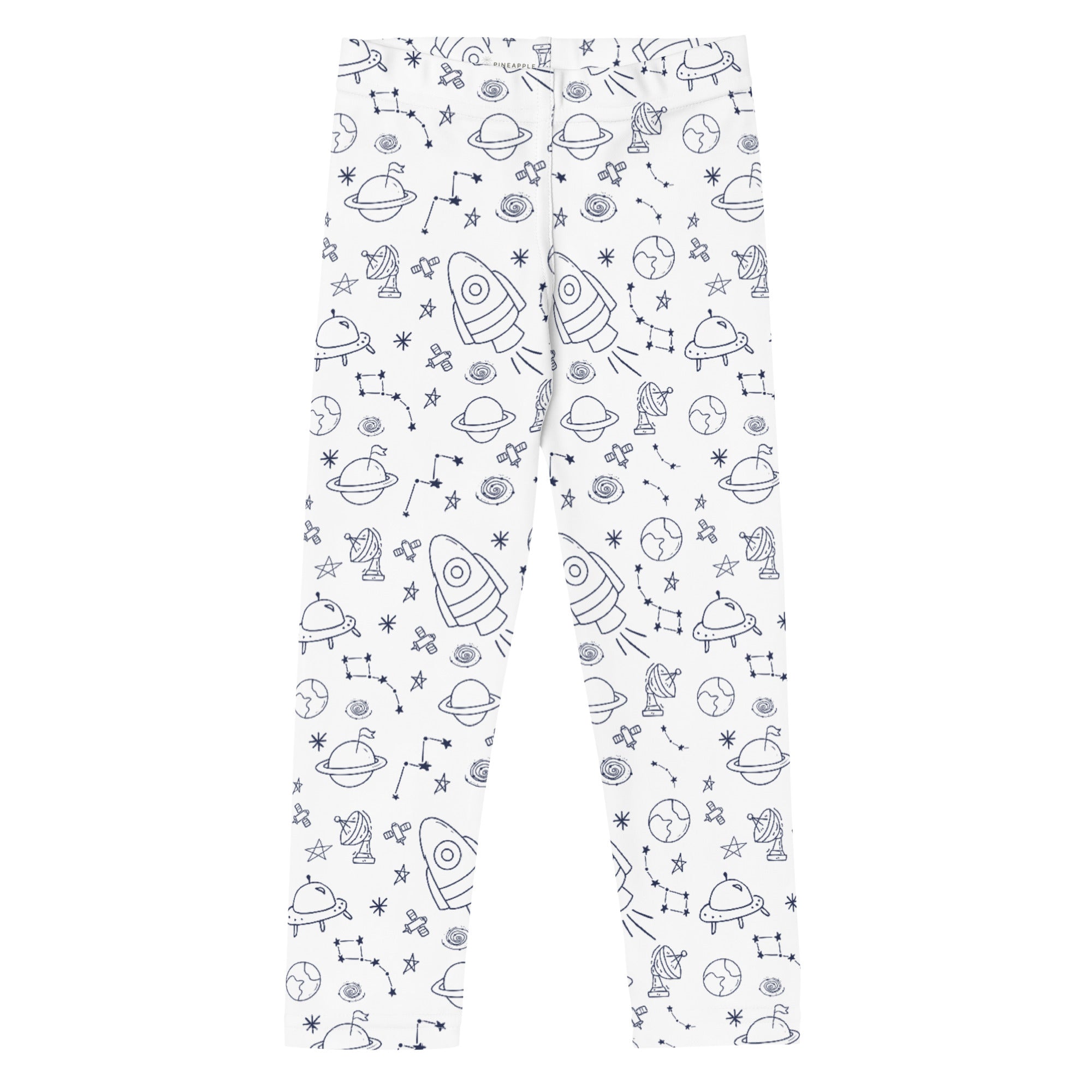 Blue and white leggings with space design