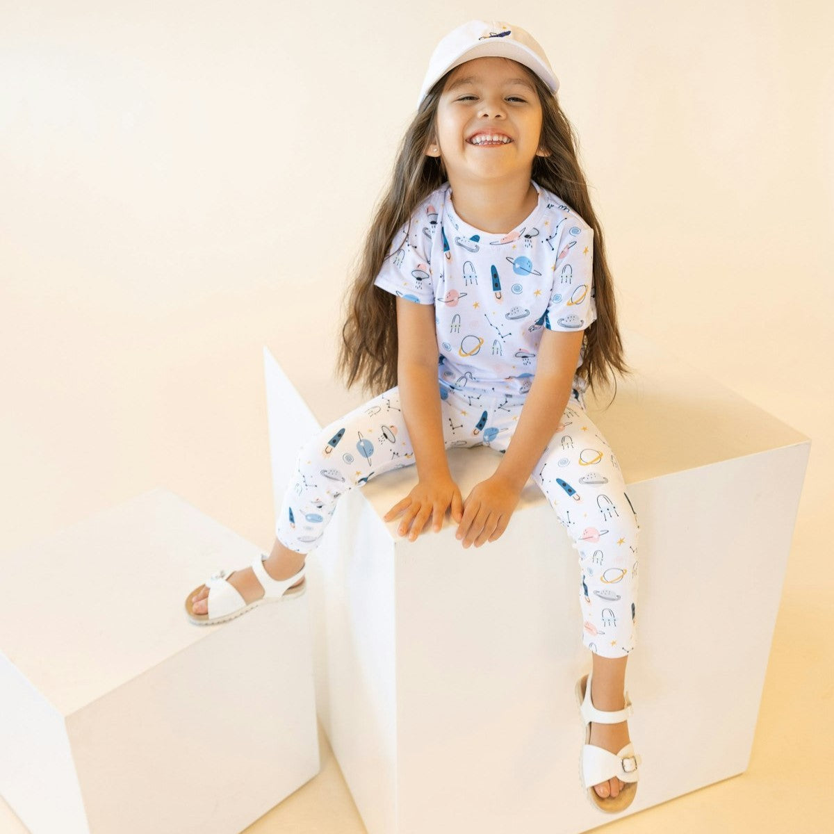 cute set for girls and boys with rockets and space design