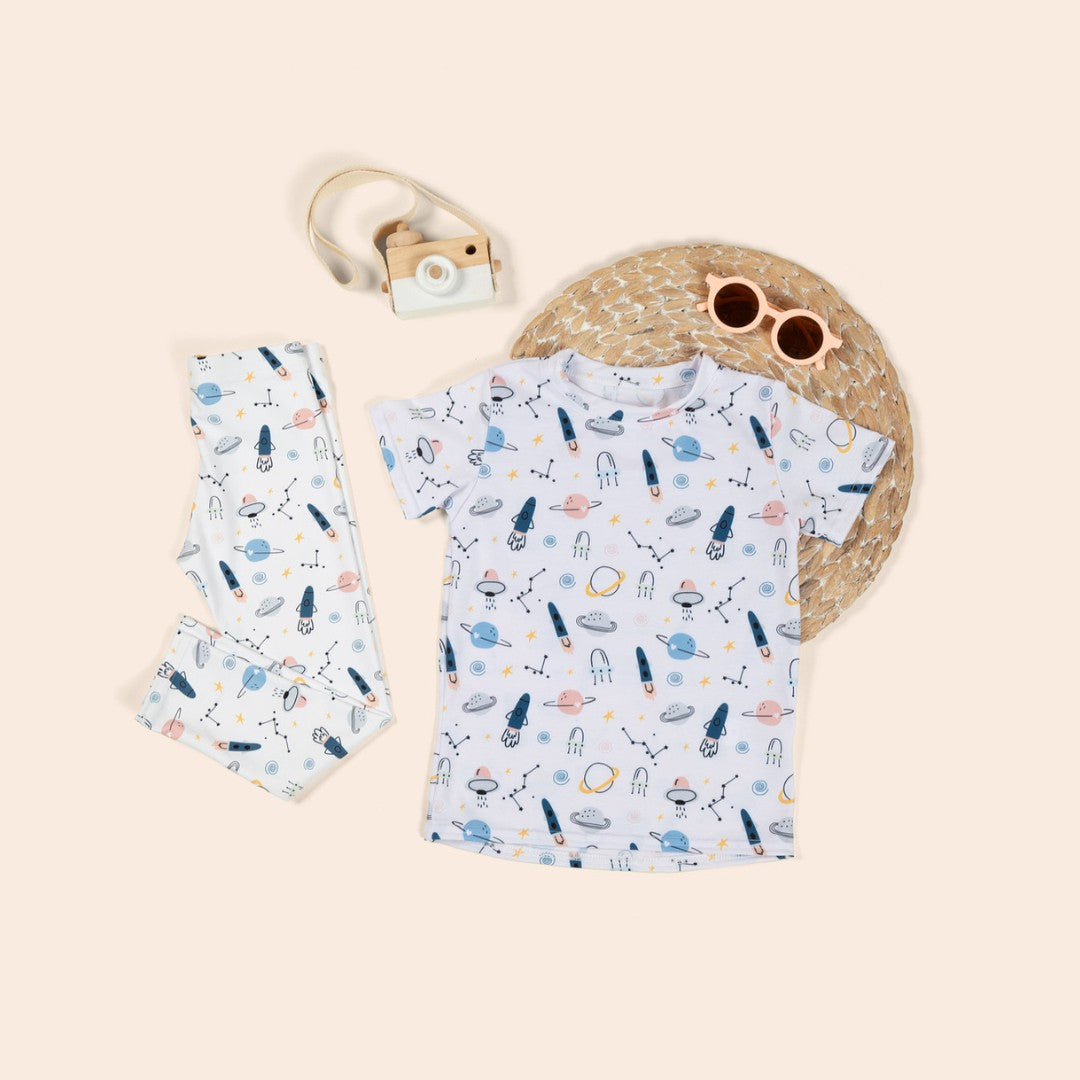 Toddler shirt with space design with matching leggings