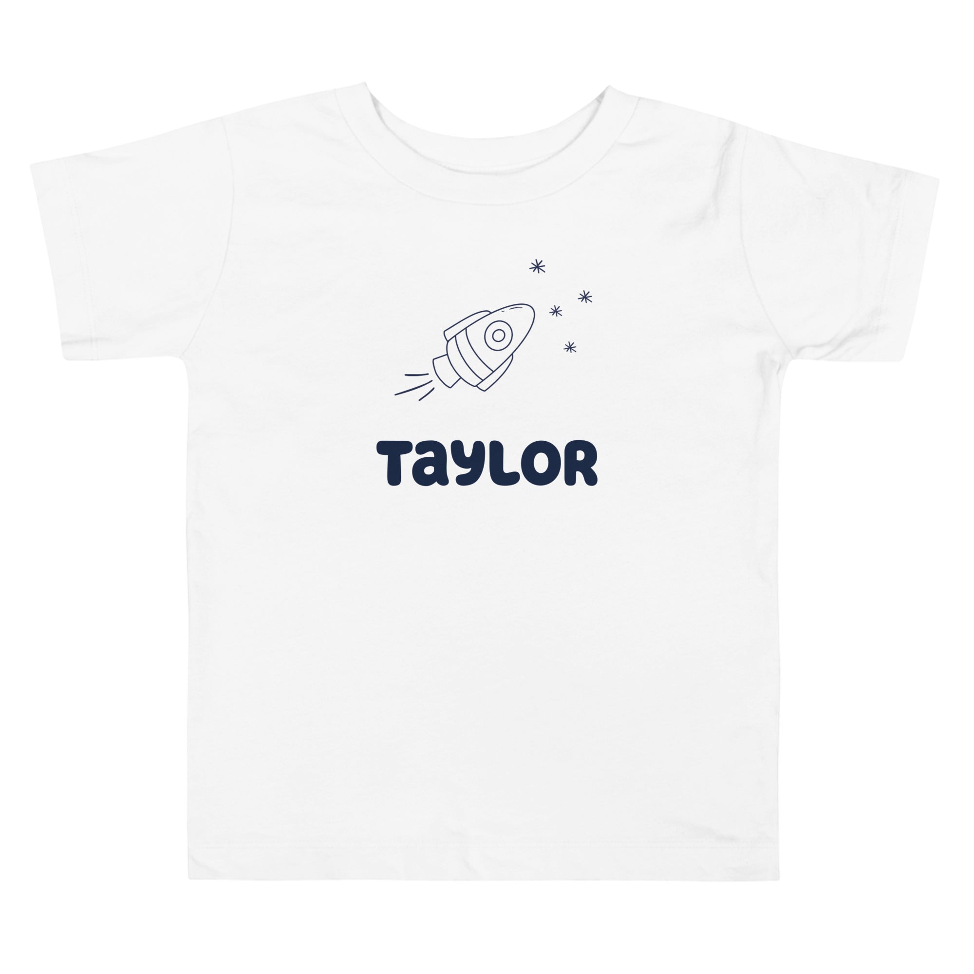 Personalized kids shirt with a rocket ship