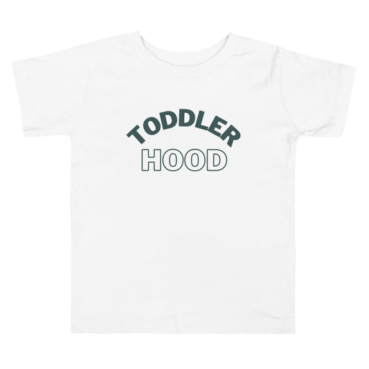 White shirt with blue toddlerhood text