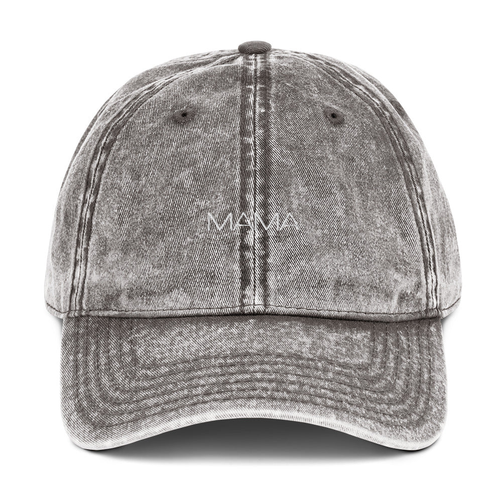 Vintage charcoal grey cap with mama text