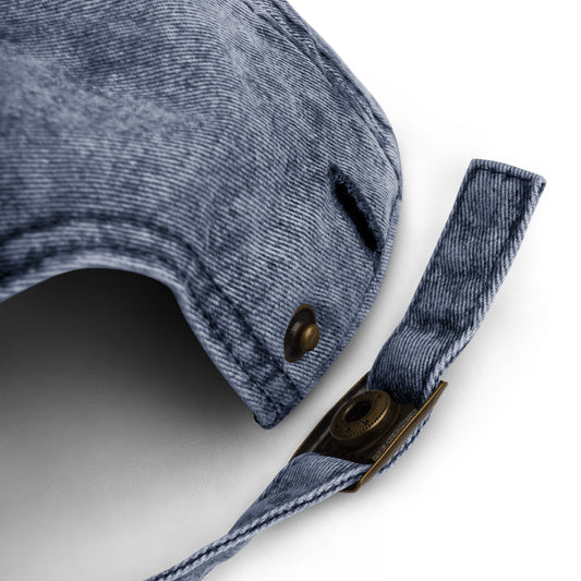 Detail of a navy vintage hat for moms