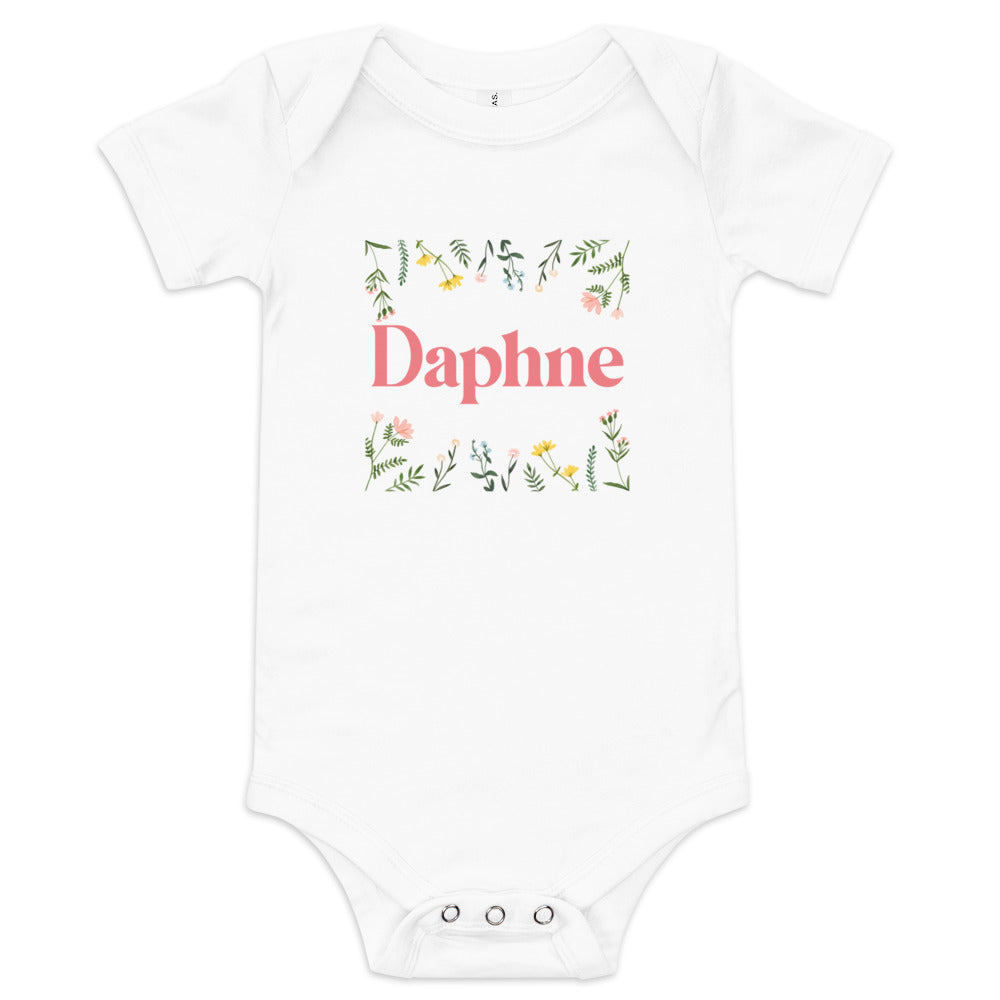 Baby personalized onesie with wildflowers