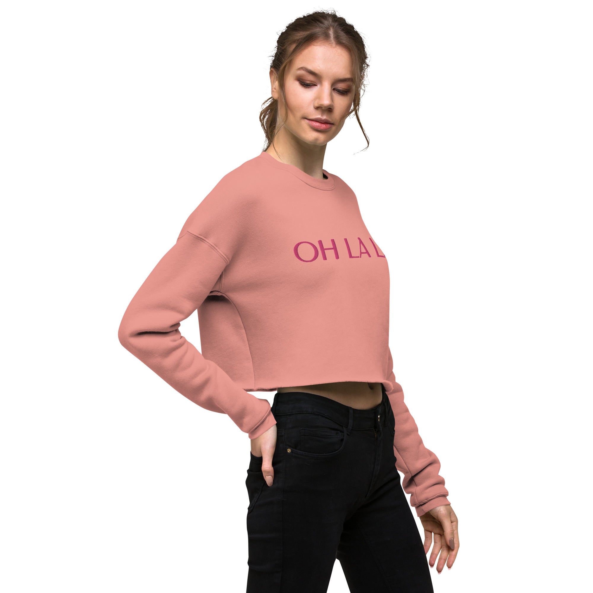 Side view of a nice pink sweatshirt for women