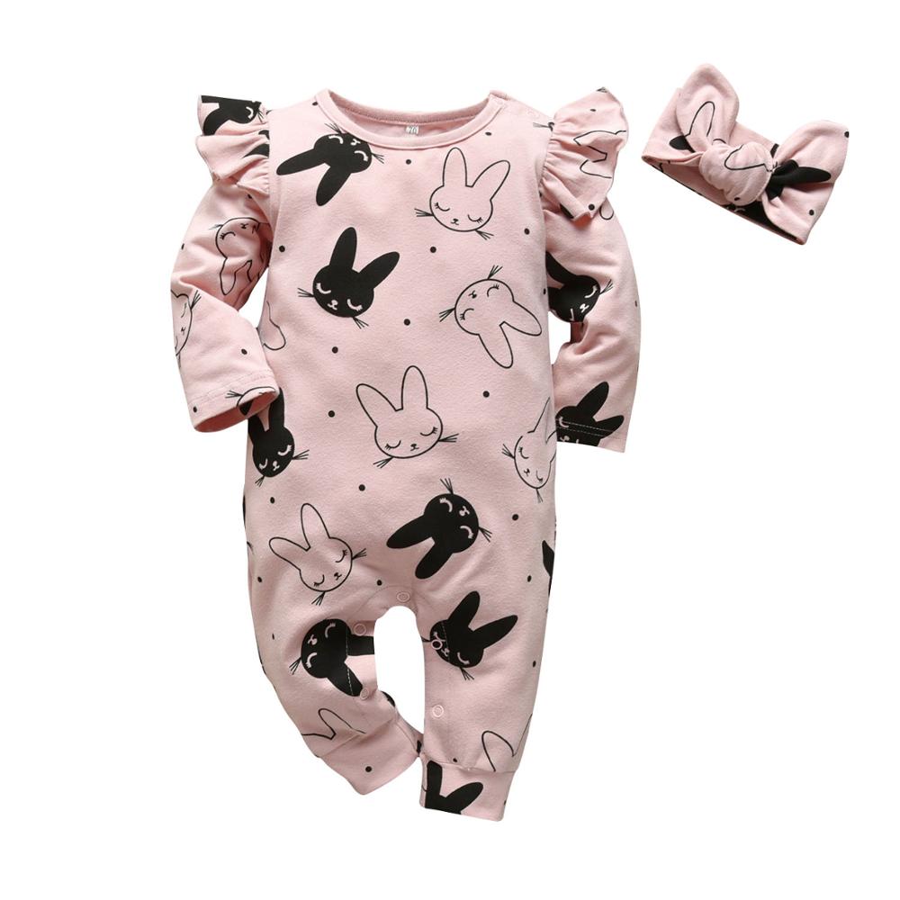 Baby Girls Romper Cartoon Rabbit Cotton Long Sleeve Jumpsuit