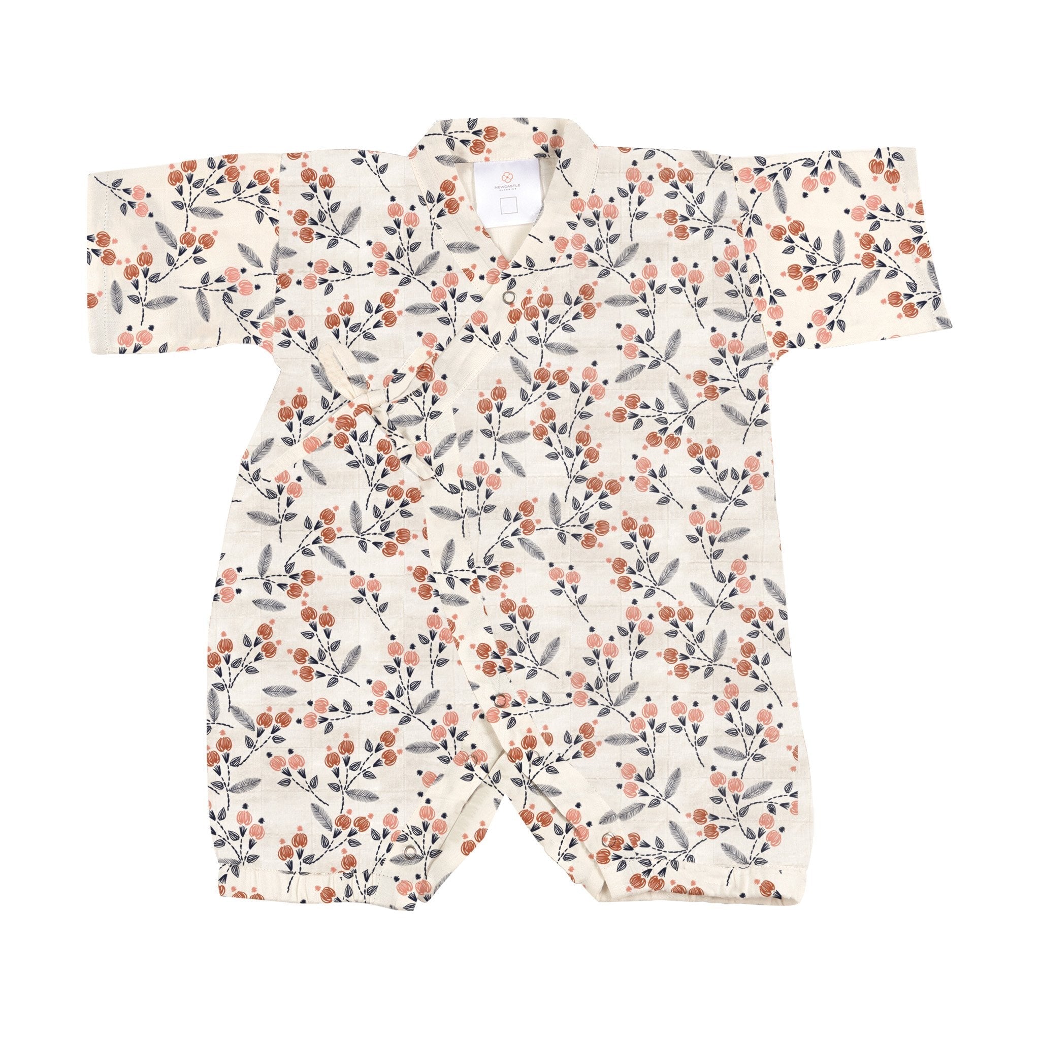 Baby mini kimono with dahlia flowers
