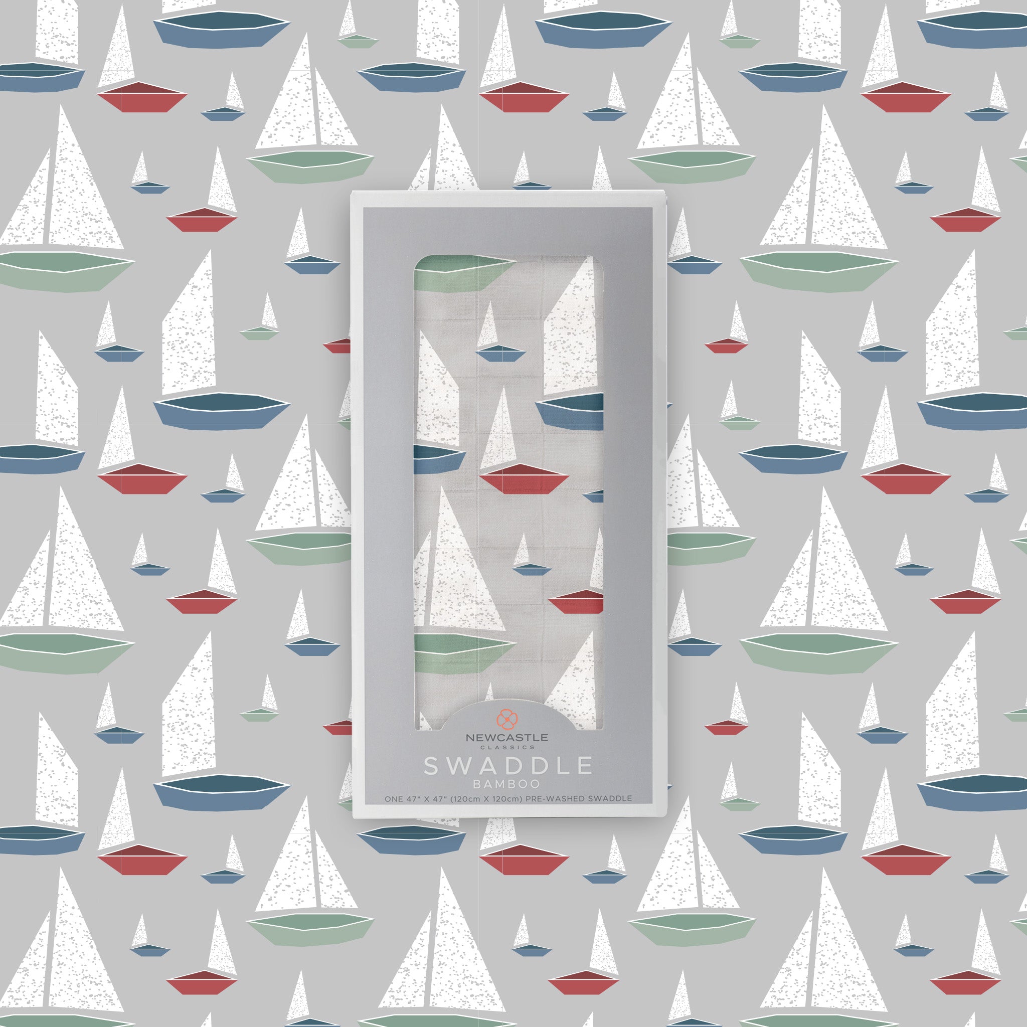 Baby swaddle with cute sail boat design