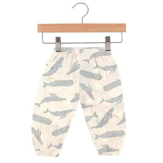Baby bamboo pants with whales