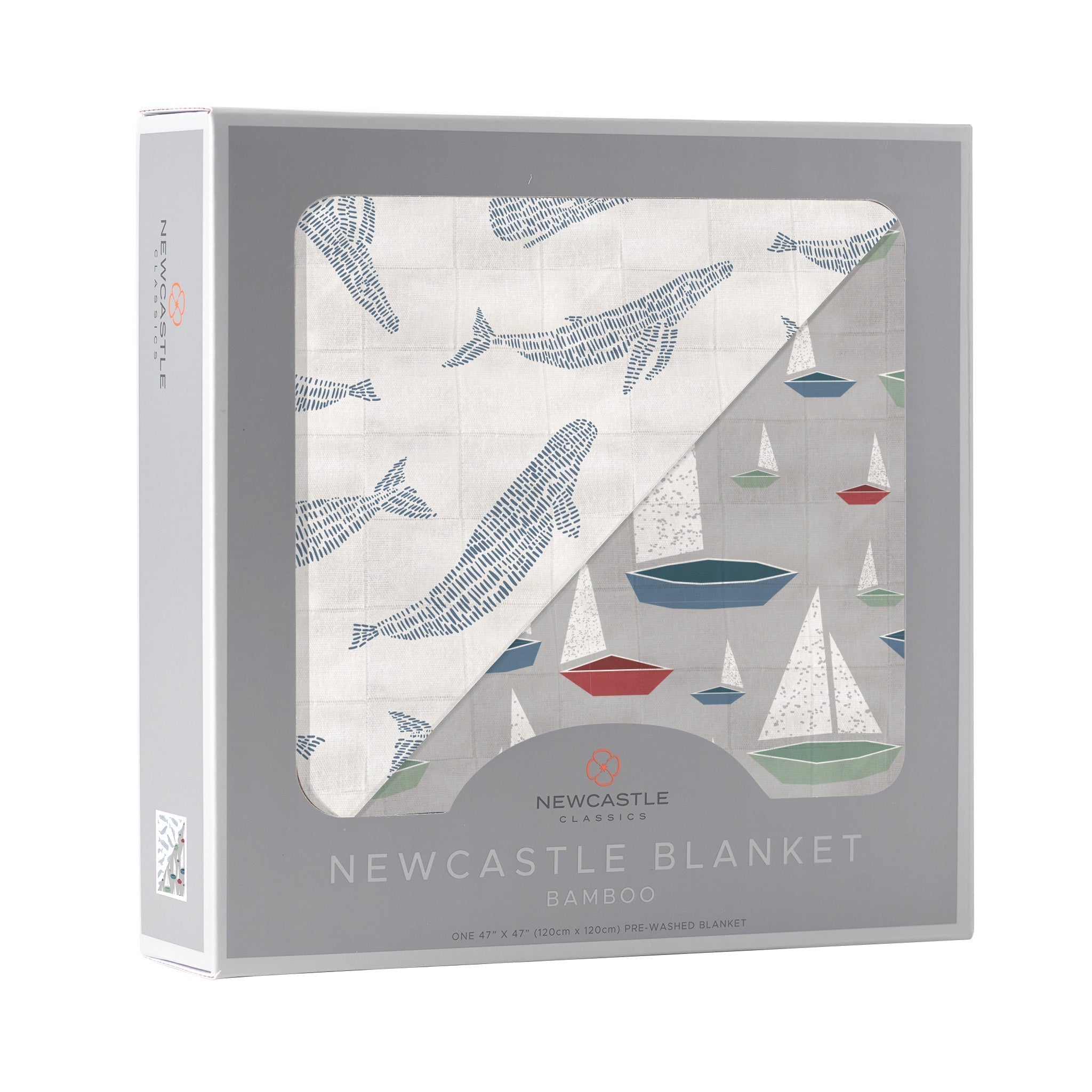 baby blanket with whales and boats