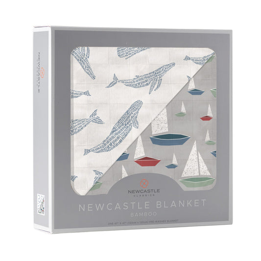 baby blanket with whales and boats