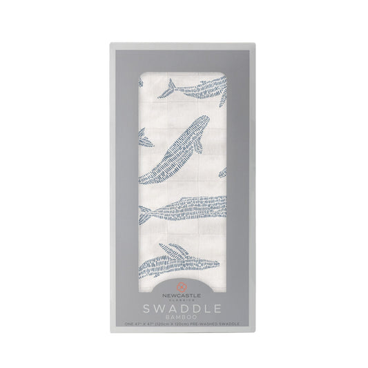 Gift packaging of a cute baby swaddle with whales
