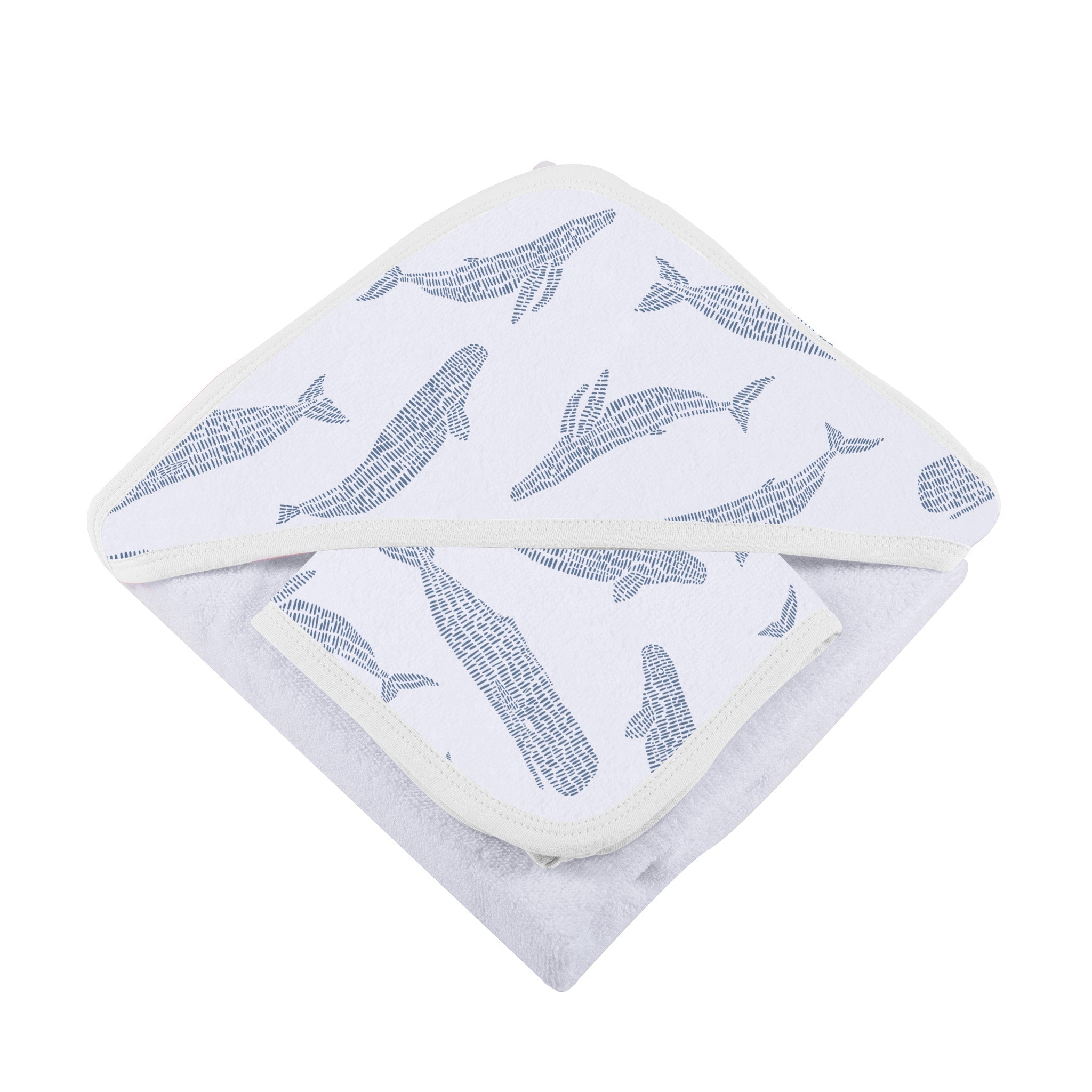 Set of a towel and washcloth with whales