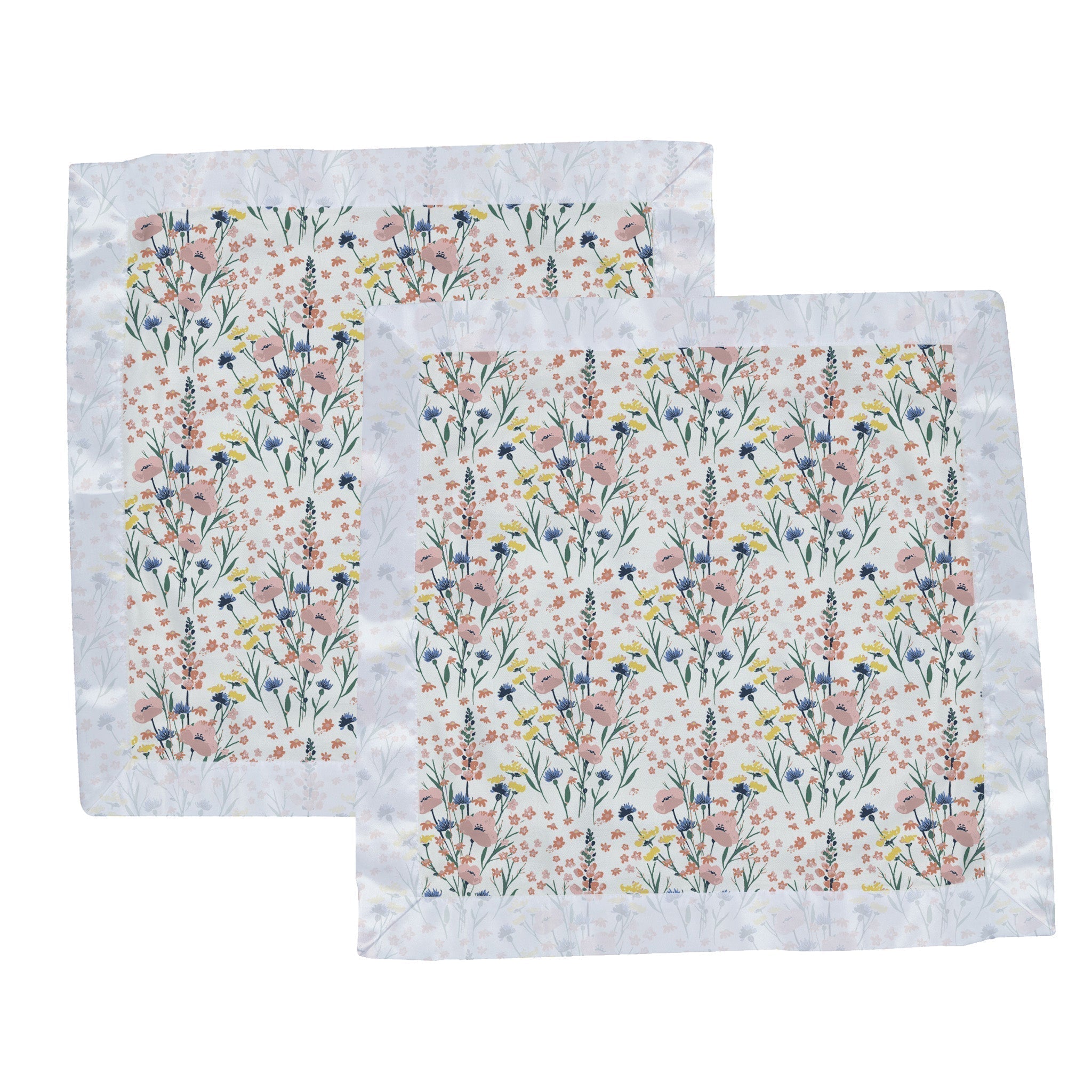 Set of two baby blankies with wildflowers